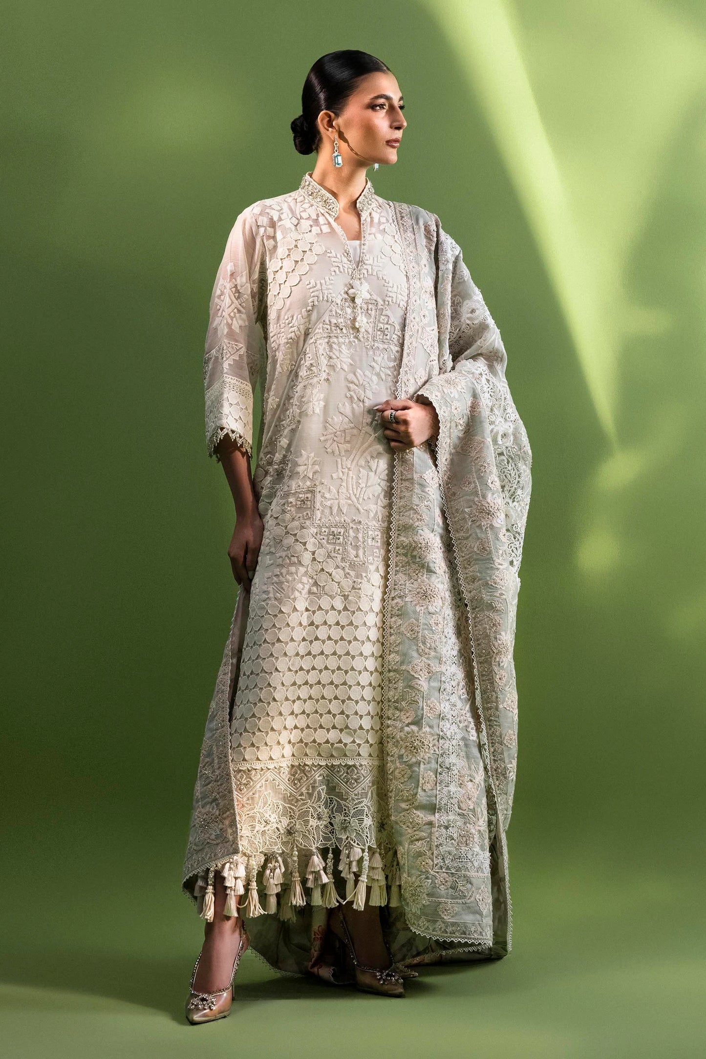 STITCHED LUXURY DUPATTA | SS25FOR318D | LUXURY PRET | SANA SAFINAZ