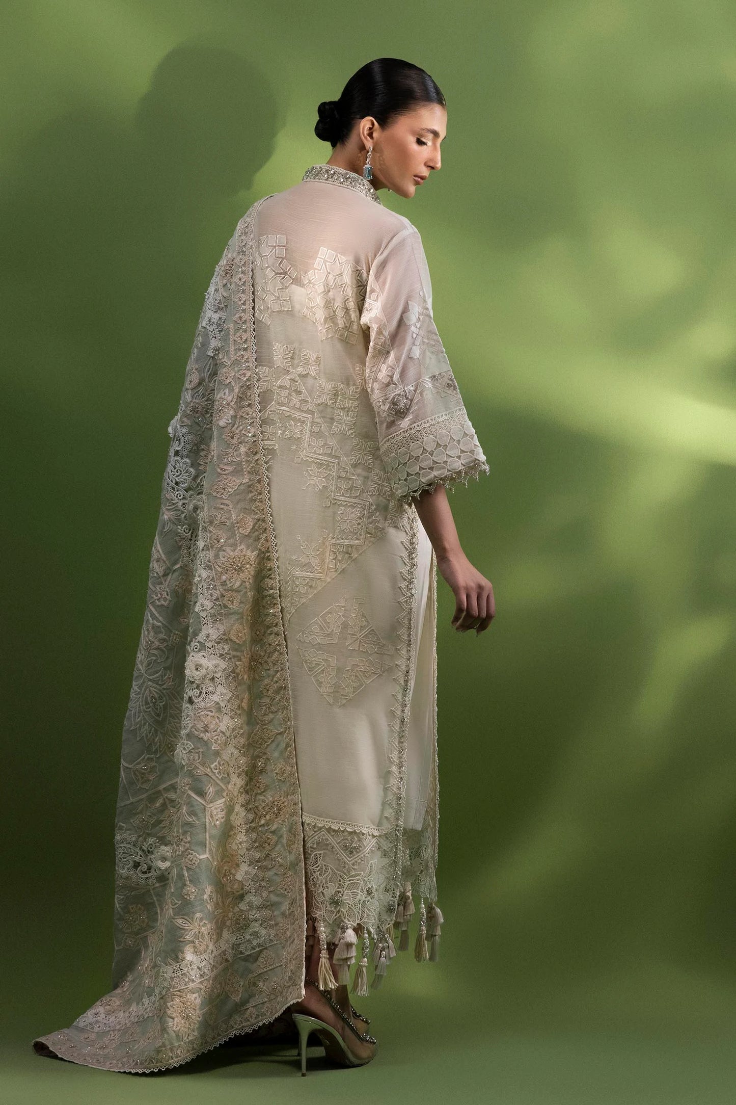 STITCHED LUXURY DUPATTA | SS25FOR318D | LUXURY PRET | SANA SAFINAZ