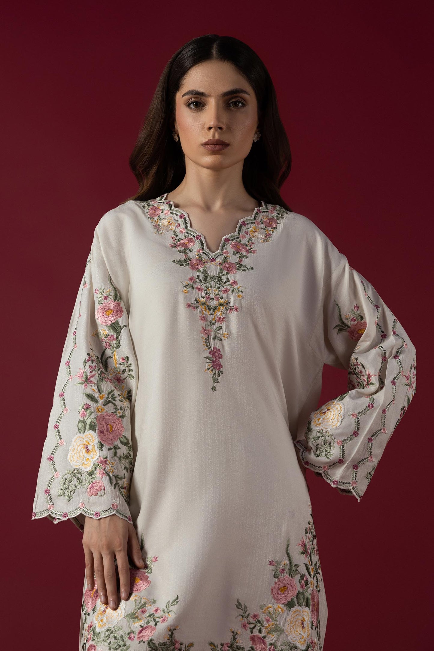 STITCHED VISCOSE EMBROIDERED SHIRT + SHALWAR | Sana Safinaz