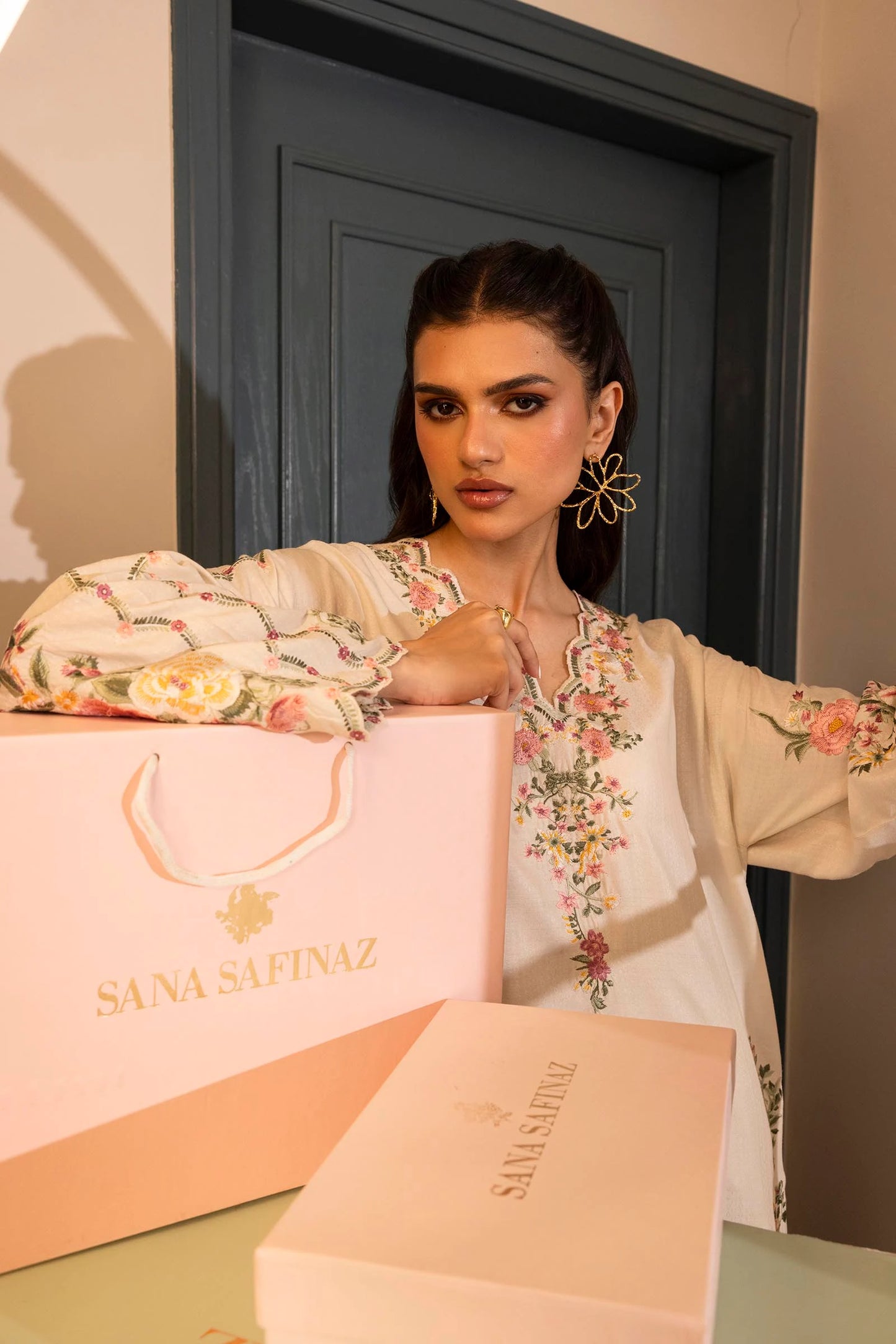 STITCHED VISCOSE EMBROIDERED SHIRT + SHALWAR | Sana Safinaz