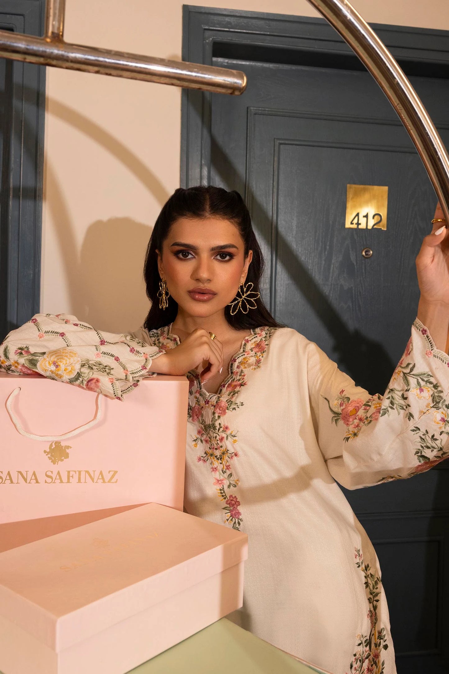 STITCHED VISCOSE EMBROIDERED SHIRT + SHALWAR | Sana Safinaz