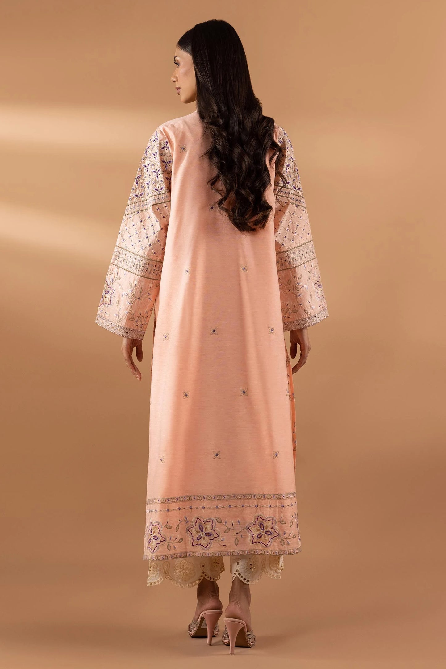 STITCHED EMBROIDERED CHAMBRAY SHIRT + BOTTOM | Sana Safinaz