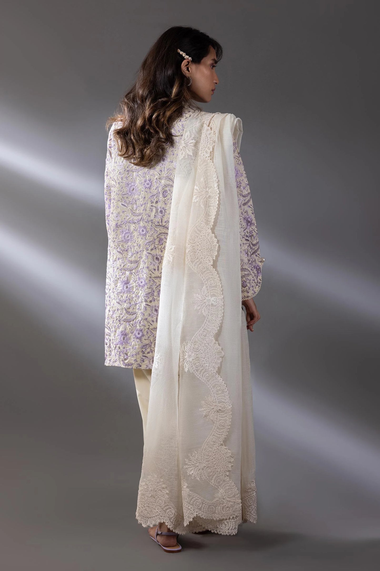 STITCHED LAWN EMBROIDERED SHIRT | Sana Safinaz
