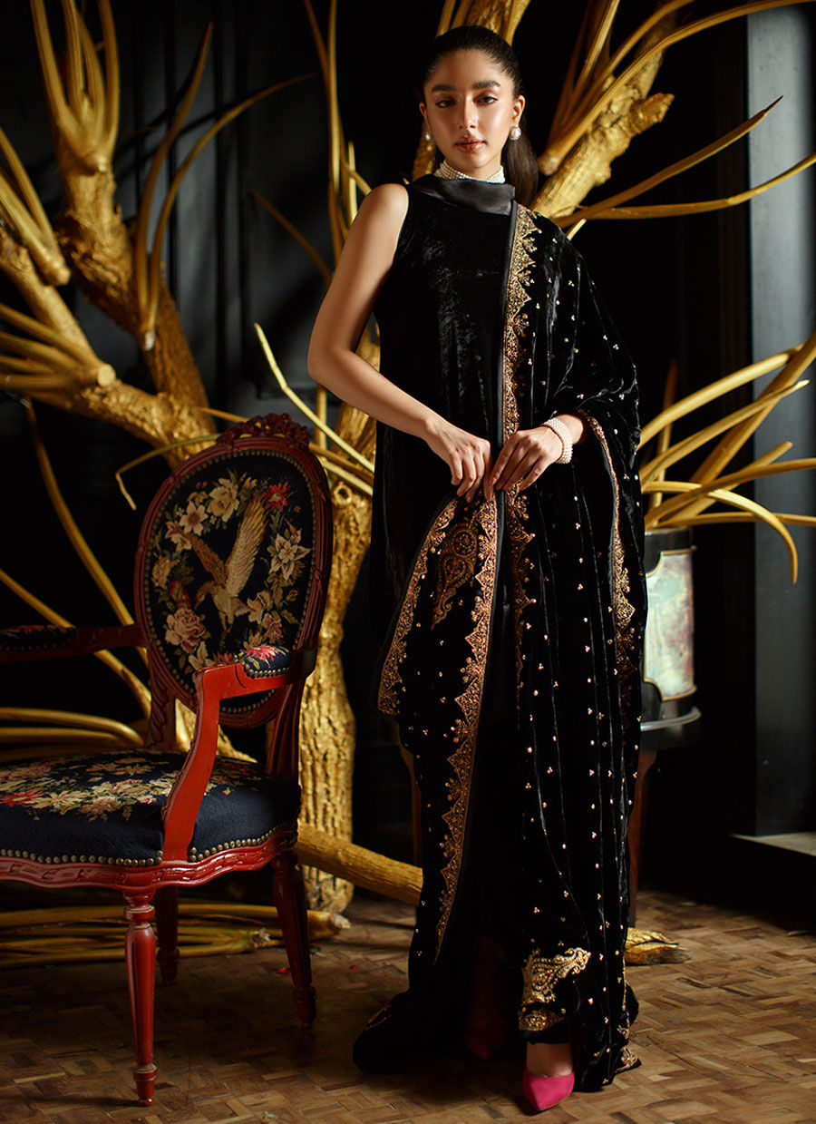 Elnara Black Shirt | Velvet | FARAH TALIB AZIZ