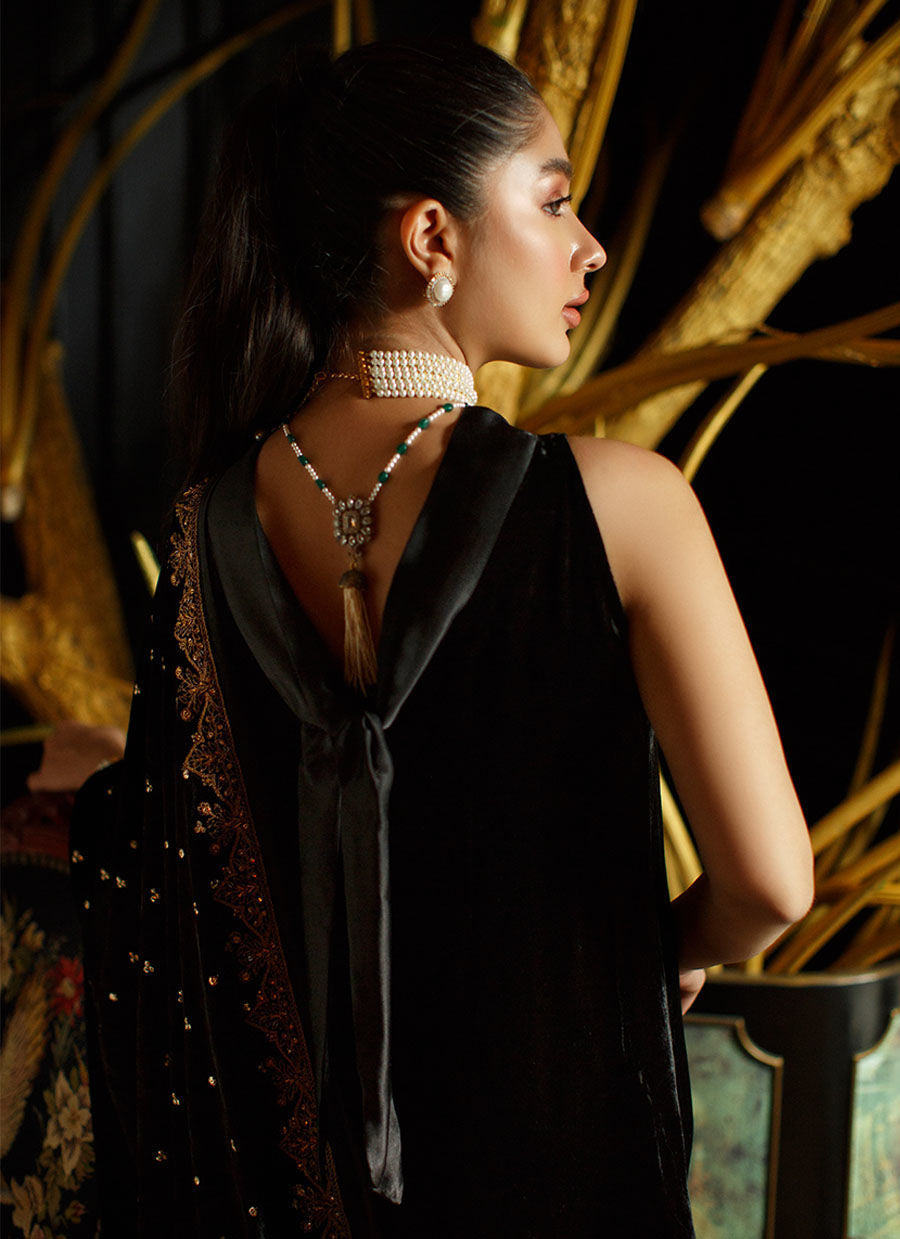 Elnara Black Shirt | Velvet | FARAH TALIB AZIZ