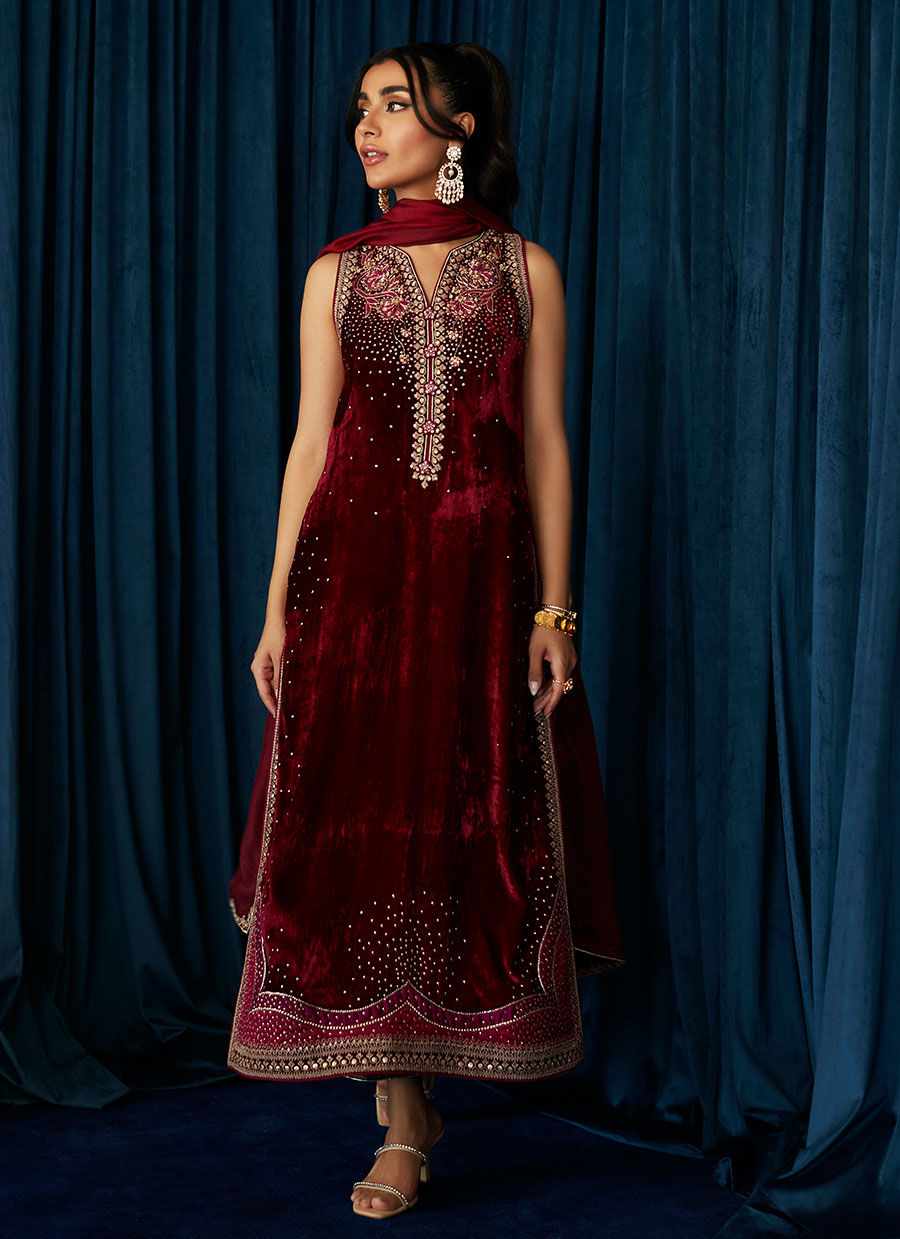 Rita Scarlett Shirt And Dupatta | Velvet | FARAH TALIB AZIZ
