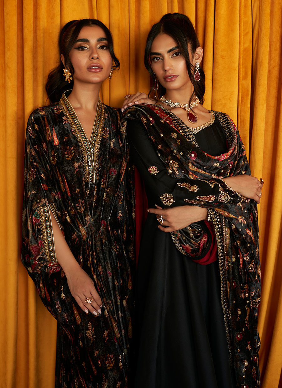 Marilyn Printed Velvet Kaftan | Velvet | FARAH TALIB AZIZ