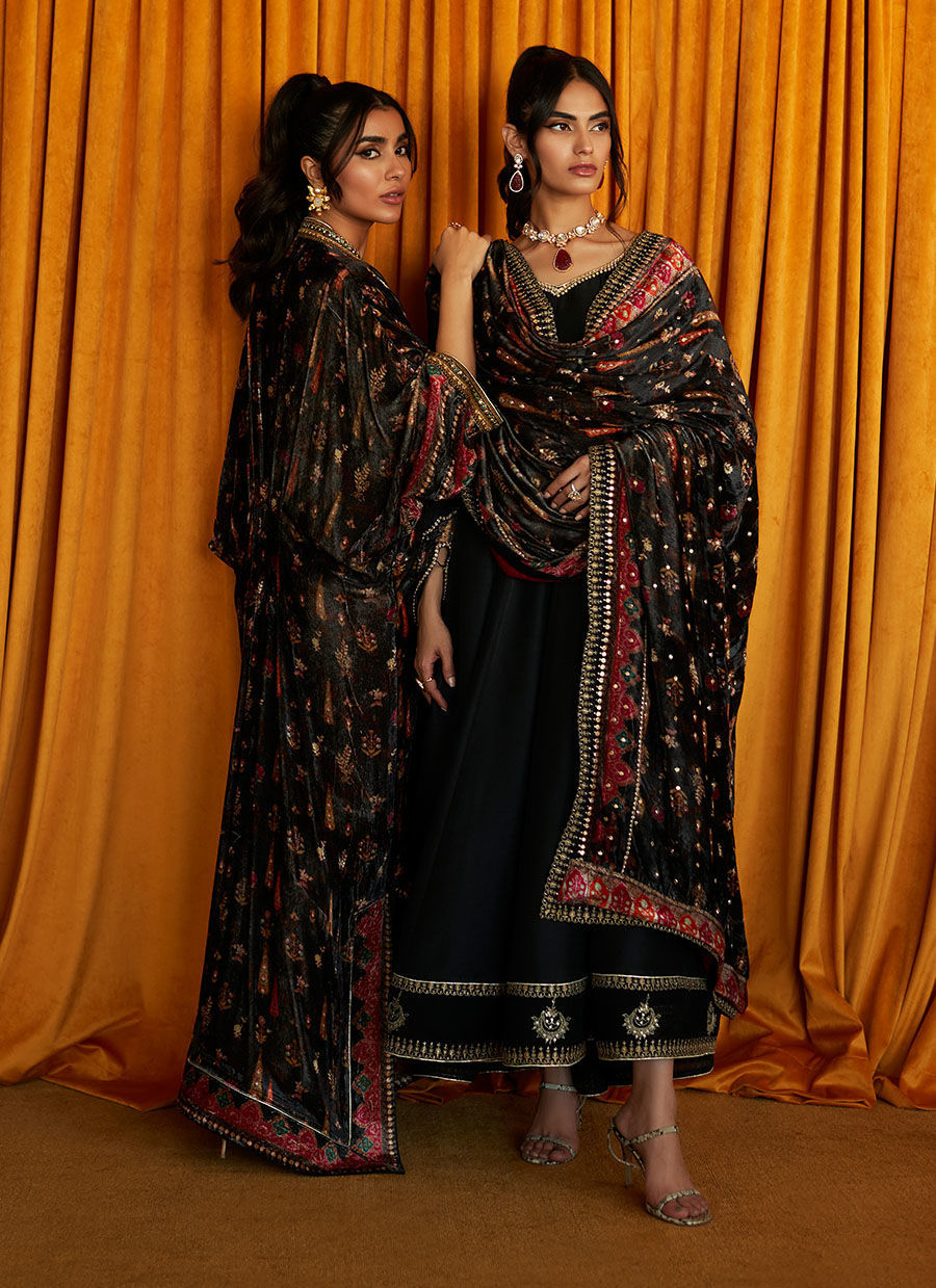 Lana Onyx Raw Silk Kalidaar | Velvet | FARAH TALIB AZIZ