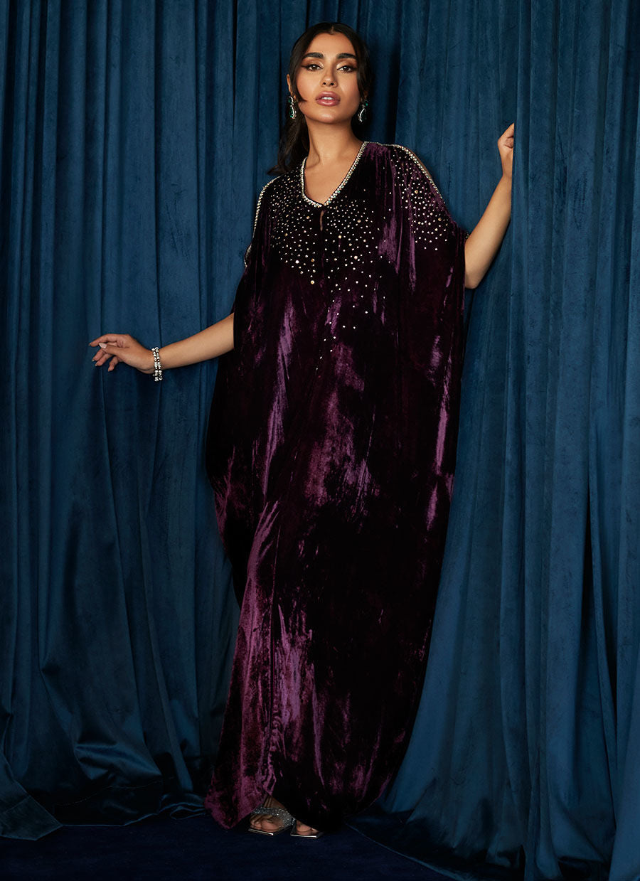 Vivien Amethyst Kaftan | Velvet | FARAH TALIB AZIZ