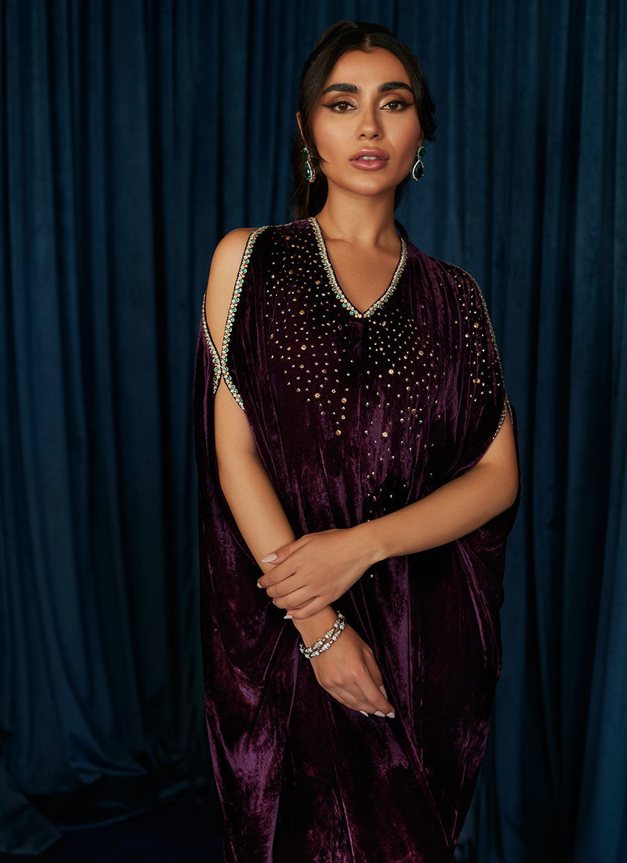 Vivien Amethyst Kaftan | Velvet | FARAH TALIB AZIZ