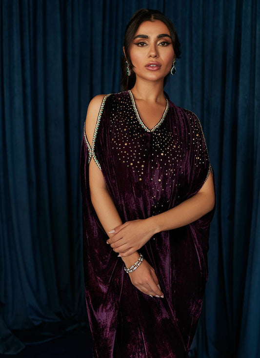 Vivien Amethyst Kaftan | Velvet | FARAH TALIB AZIZ