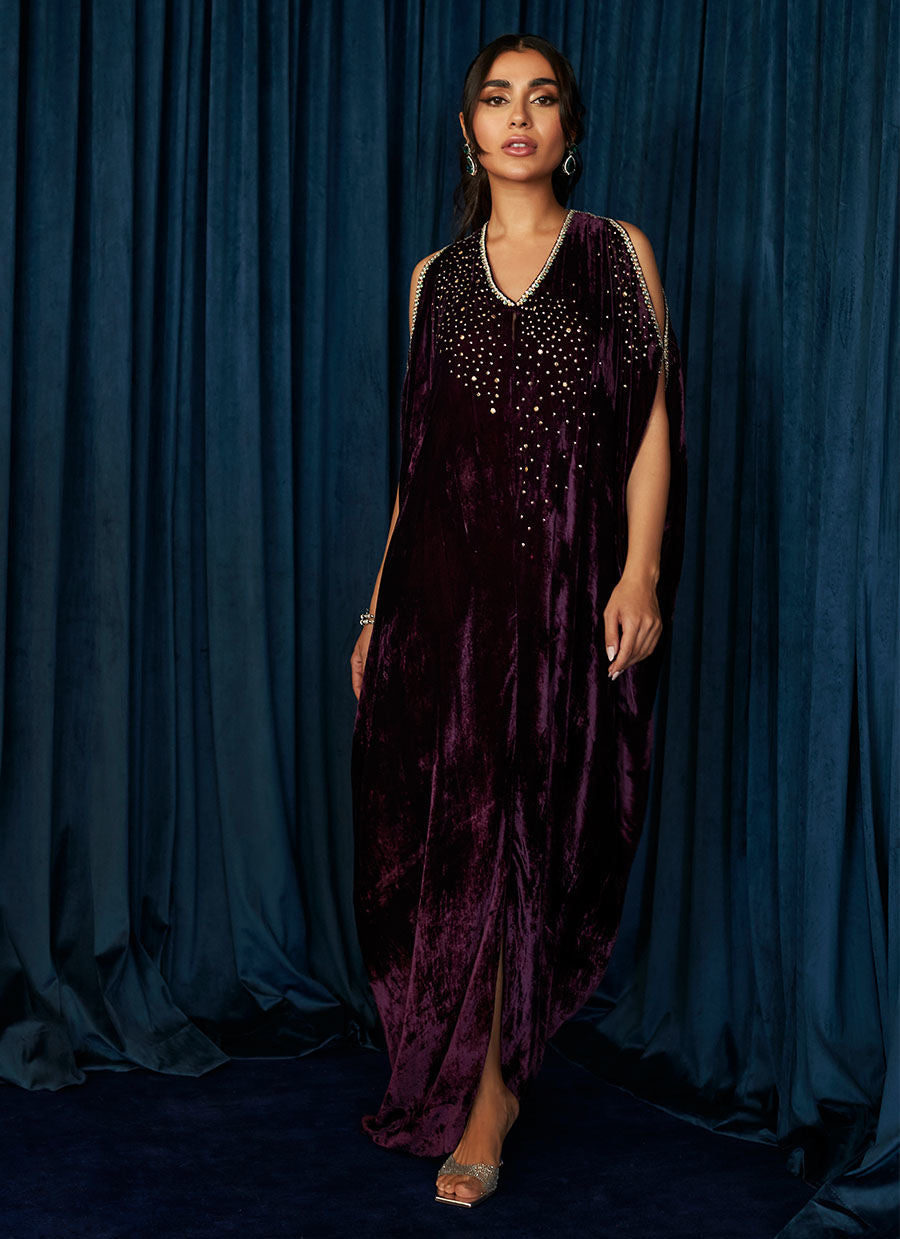 Vivien Amethyst Kaftan | Velvet | FARAH TALIB AZIZ