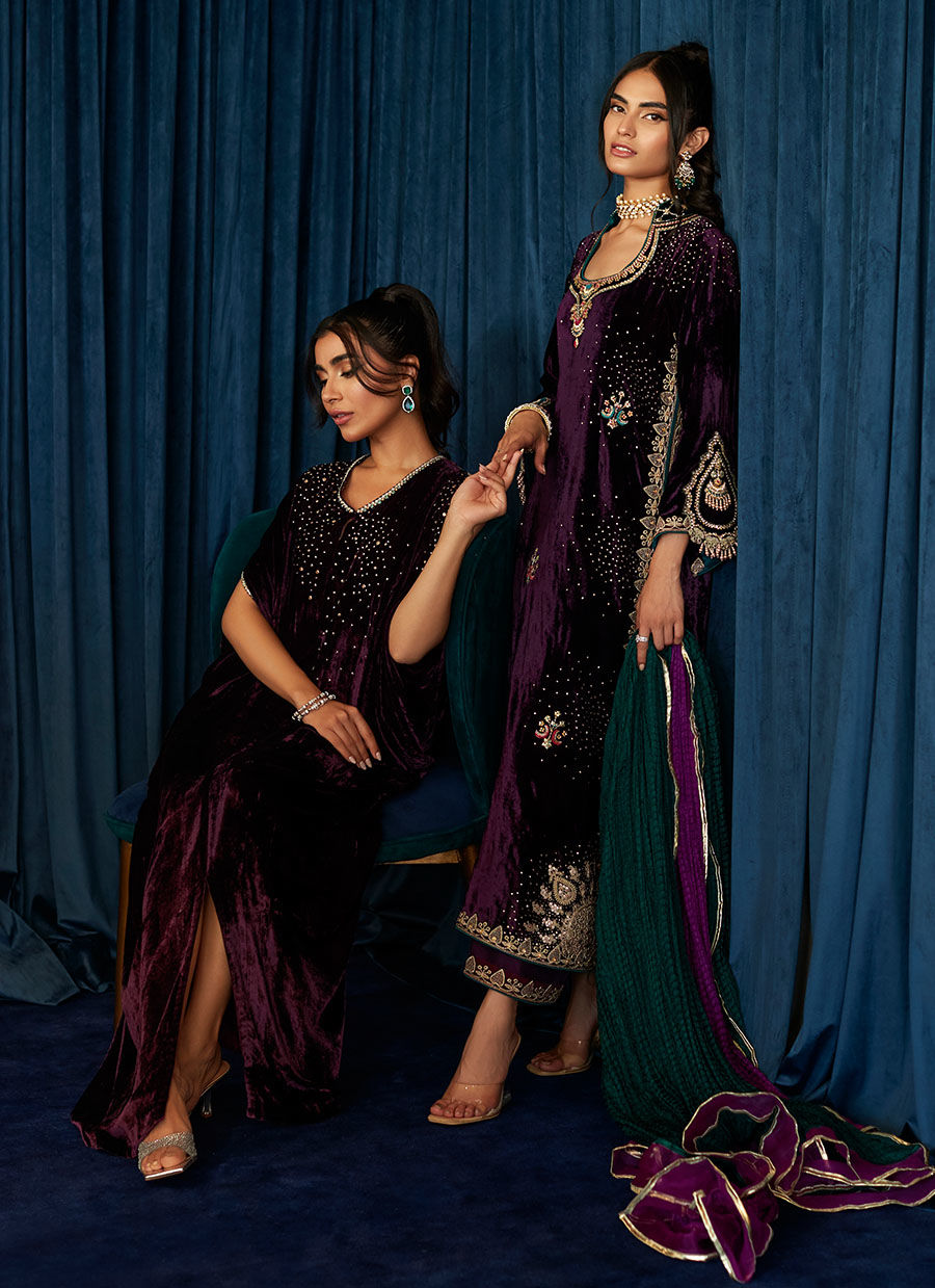 Vivien Amethyst Kaftan | Velvet | FARAH TALIB AZIZ