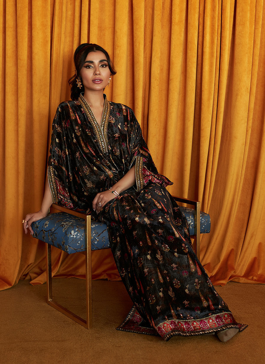 Marilyn Printed Velvet Kaftan | Velvet | FARAH TALIB AZIZ