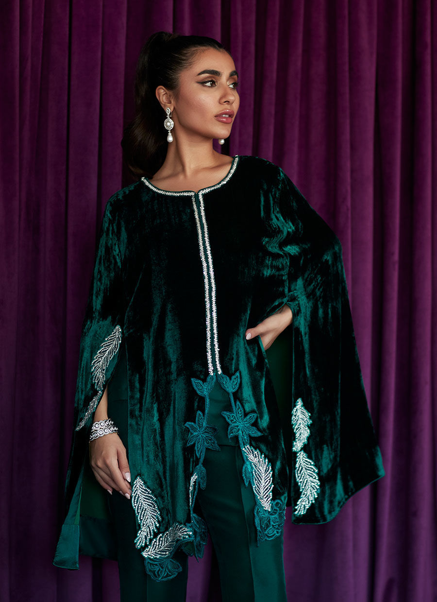 Kristin Emerald Cape | Velvet | FARAH TALIB AZIZ
