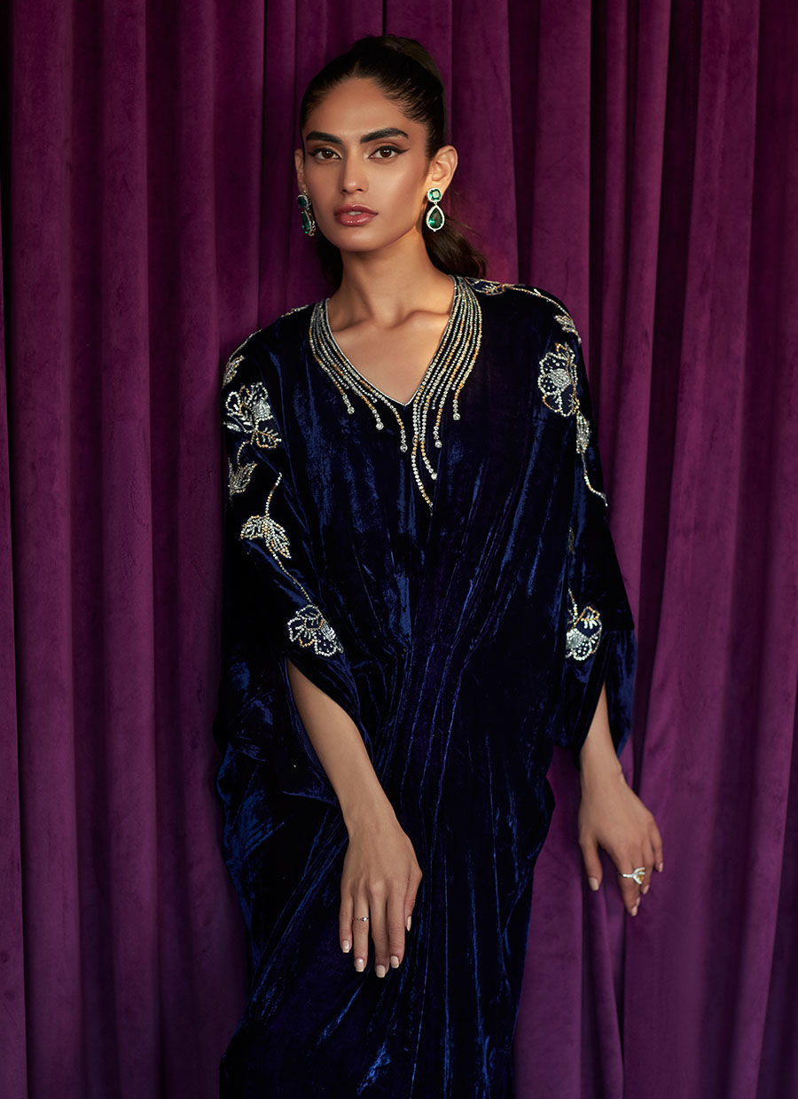 Nicole Navy Kaftan | Velvet | FARAH TALIB AZIZ