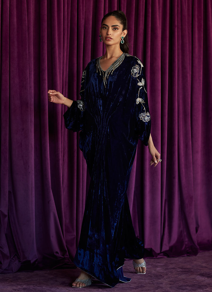Nicole Navy Kaftan | Velvet | FARAH TALIB AZIZ