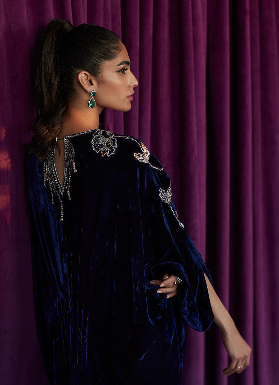 Nicole Navy Kaftan | Velvet | FARAH TALIB AZIZ