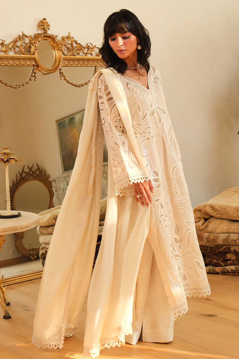 Creme With Pants And Dupatta | Eid Edit '26 | FARIDA HASAN