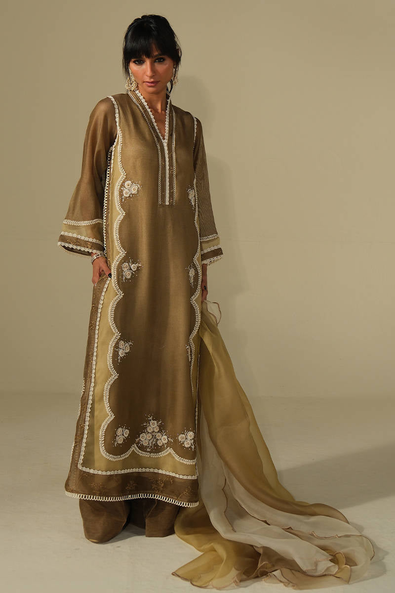 TOFFEE ROSE SHIRT WITH PANTS | DHOOP | FARIDA HASAN