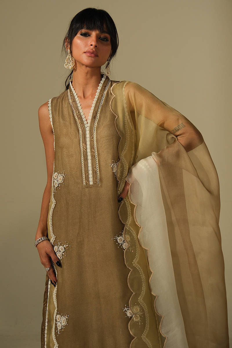 TOFFEE ROSE SHIRT WITH PANTS | DHOOP | FARIDA HASAN