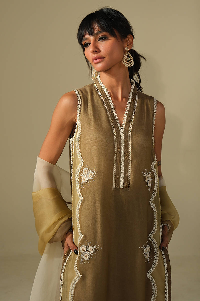 TOFFEE ROSE SHIRT WITH PANTS | DHOOP | FARIDA HASAN