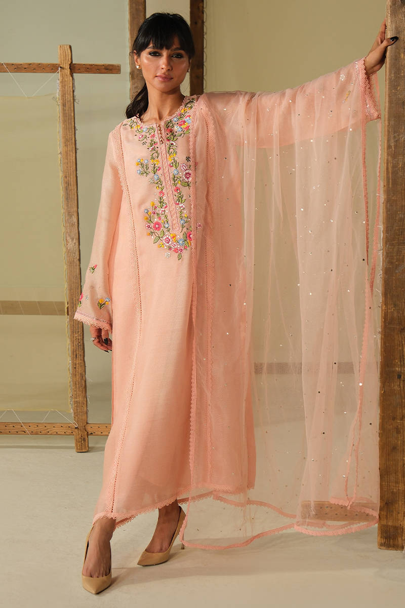 PEACH BLOSSOM SHIRT WITH PANTS | DHOOP | FARIDA HASAN
