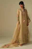 BEIGE ROSE SHIRT WITH PANTS | DHOOP | FARIDA HASAN