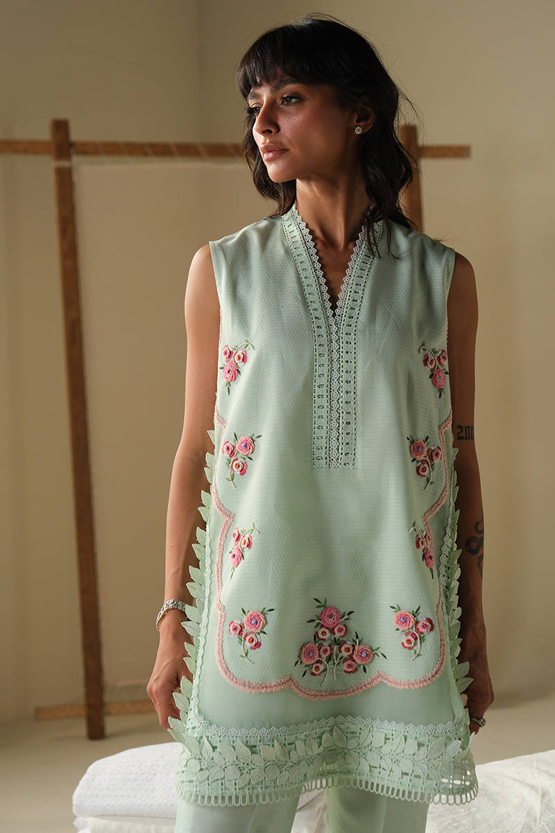 AQUA ROSE SHIRT WITH PANTS | DHOOP | FARIDA HASAN