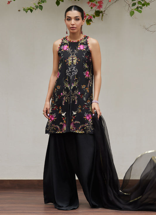 SIYA BLACK EMBROIDERED SHIRT AND DUPATTA | PRET | FARAH TALIB AZIZ