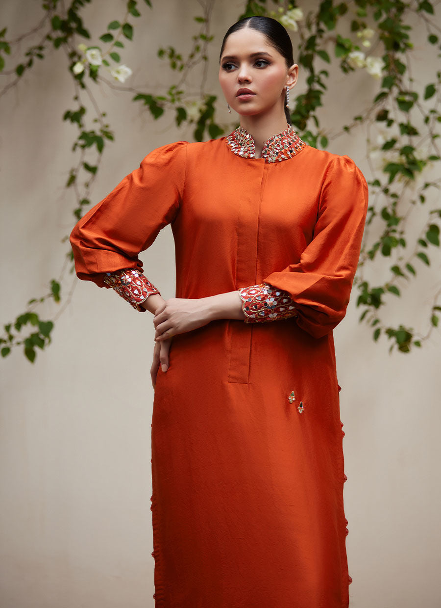 YURI RUST RAW SILK SHIRT | FARAH TALIB AZIZ