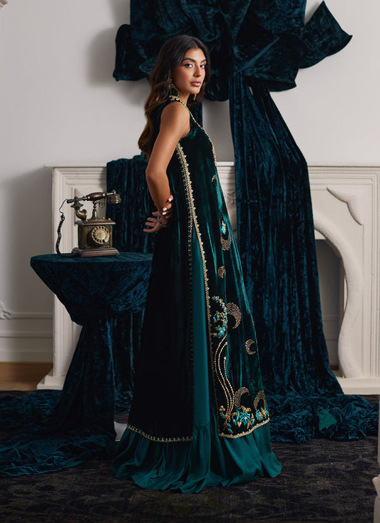 Ormaie Emerald Shirt And Panelled Dress Jacket | Velvet | FARAH TALIB AZIZ