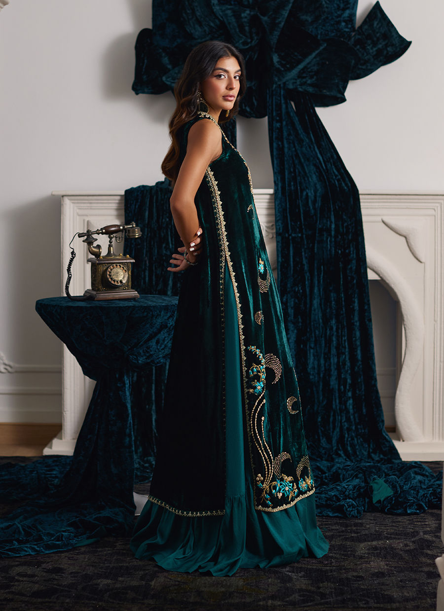 Ormaie Emerald Shirt And Panelled Dress Jacket | Velvet | FARAH TALIB AZIZ