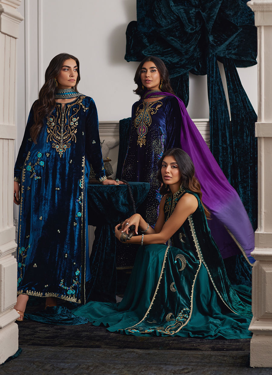 Ormaie Emerald Shirt And Panelled Dress Jacket | Velvet | FARAH TALIB AZIZ