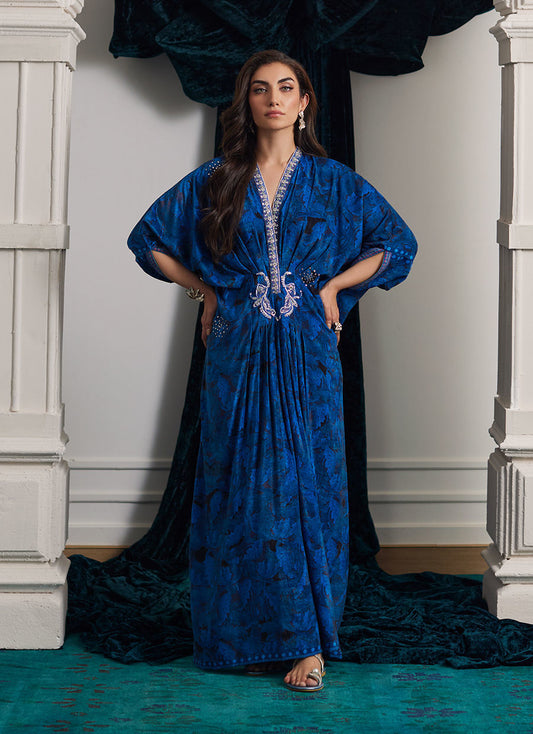 Roz Sapphire Kaftan | Velvet | FARAH TALIB AZIZ