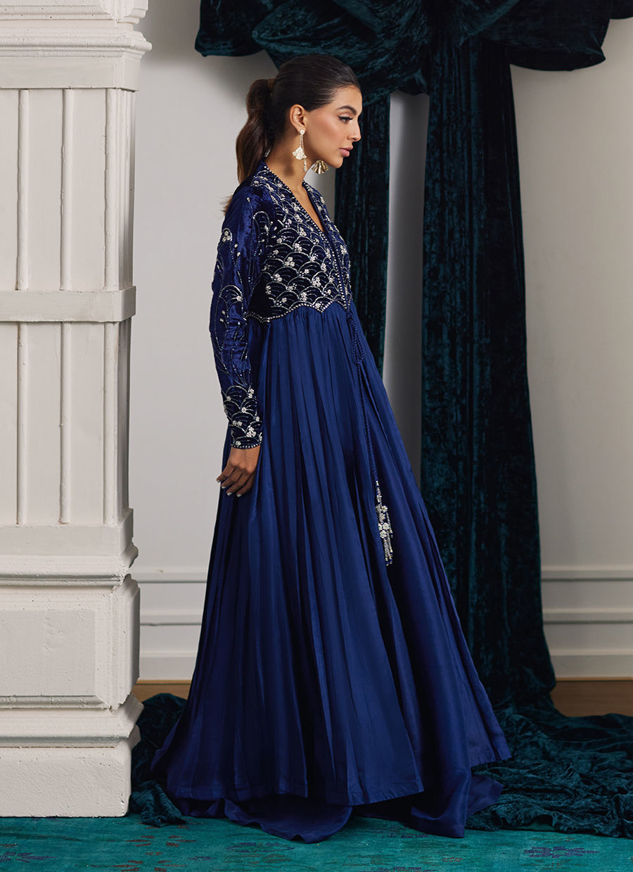 Kismet Persian Blue Kalidaar | Velvet | FARAH TALIB AZIZ