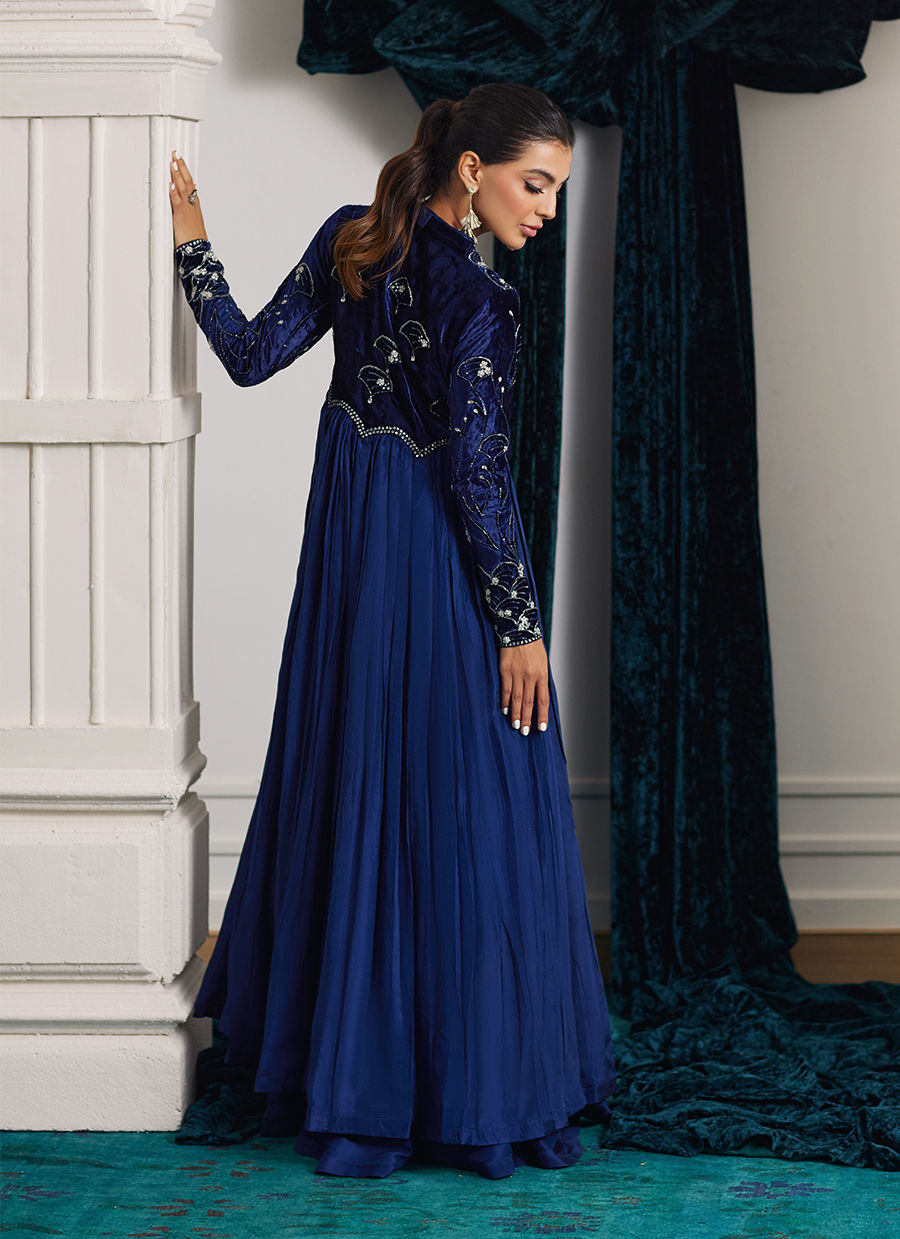 Kismet Persian Blue Kalidaar | Velvet | FARAH TALIB AZIZ