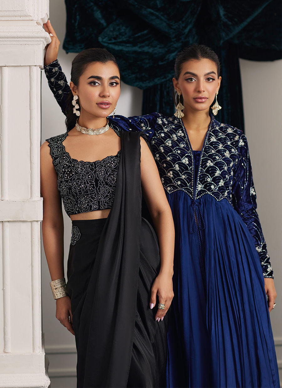Reem Teal Lehnga Choli | Velvet | FARAH TALIB AZIZ