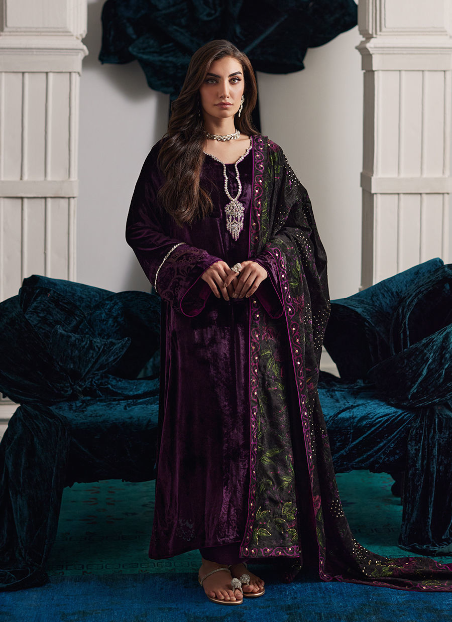 Nensi Burgundy Shirt | Velvet | FARAH TALIB AZIZ