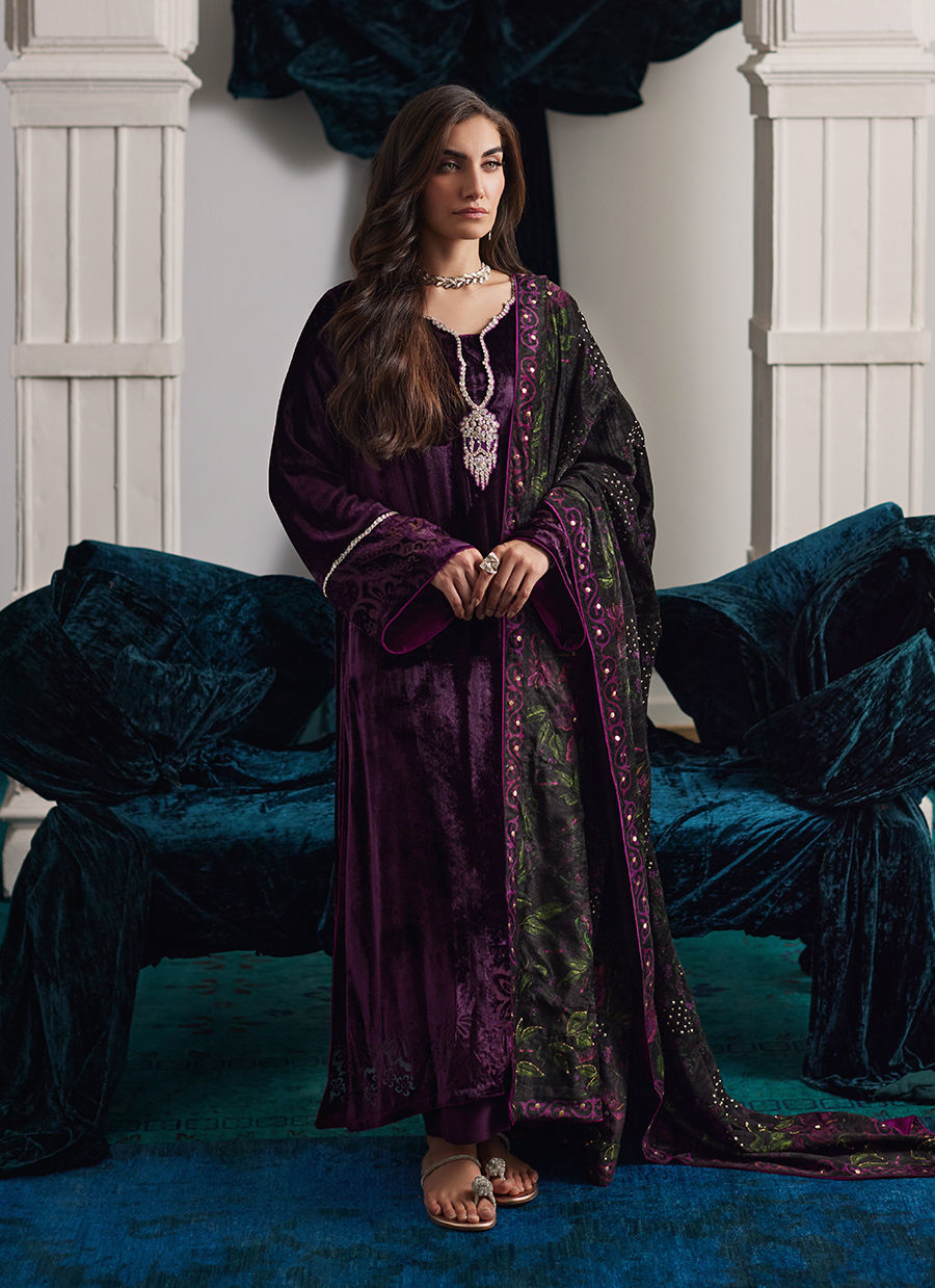 Nensi Burgundy Shirt | Velvet | FARAH TALIB AZIZ