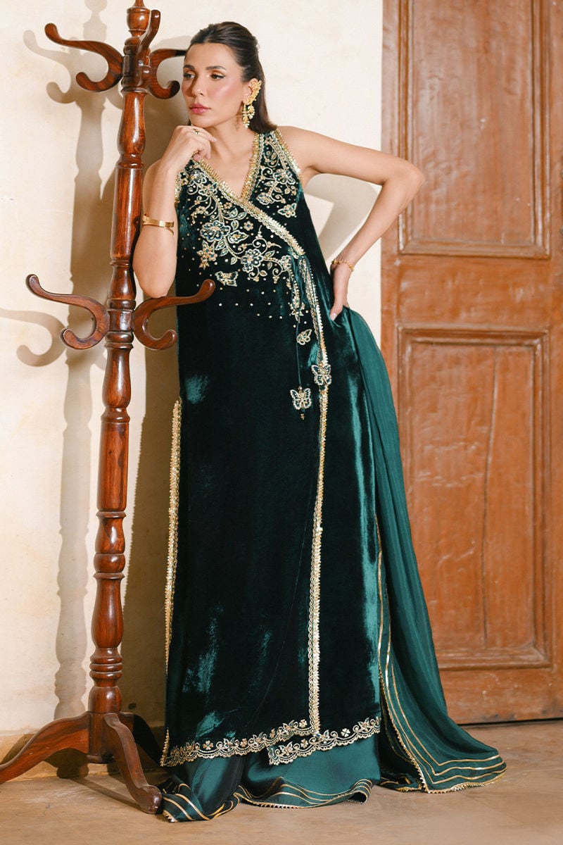 LEHER ANGARKHA AND DUPATTA | QISSA LUXURY VELVETS | ANSAB JAHANGIR