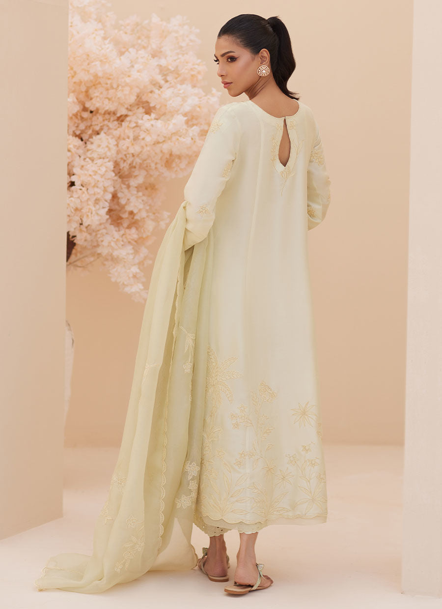 CREMA EMBROIDERED RAW SILK SHIRT AND DUPATTA | PRET | FARAH TALIB AZIZ