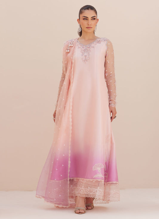 DEEDEE PINK OMBRE PANELED SHIRT AND DUPATTA | PRET | FARAH TALIB AZIZ
