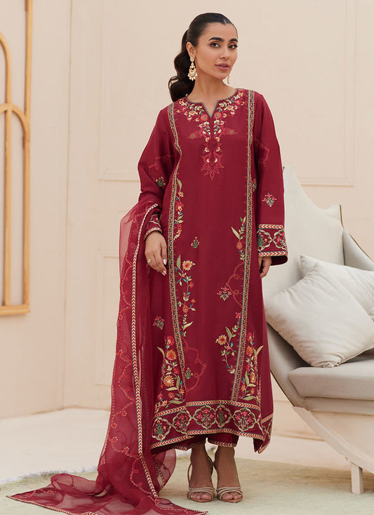MARSALA SILK SHIRT AND DUPATTA | PRET | FARAH TALIB AZIZ