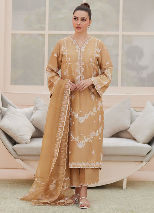 BEA TAUPE SILK SHIRT AND DUPATTA | PRET | FARAH TALIB AZIZ