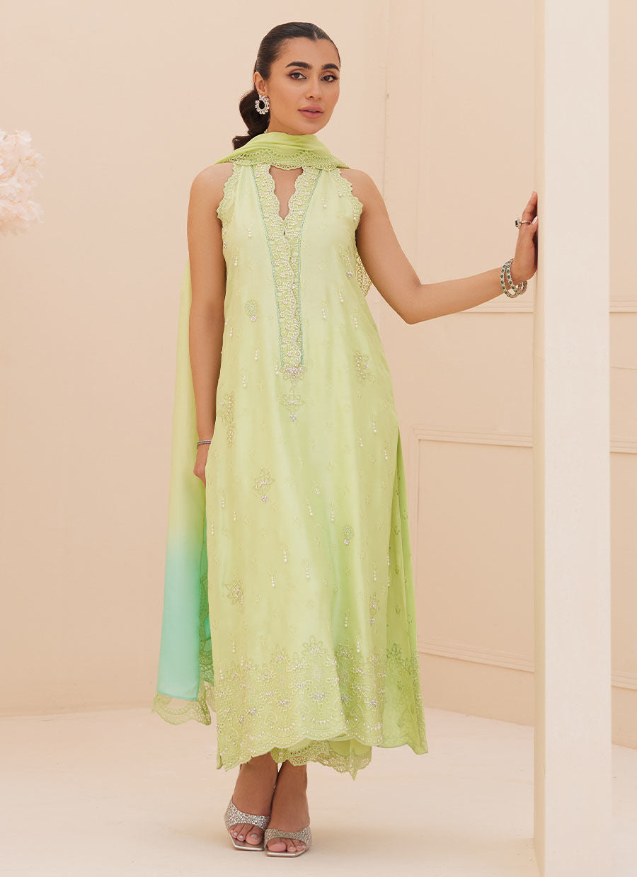 PIA EMBROIDERED RAW SILK SHIRT AND DUPATTA | PRET | FARAH TALIB AZIZ