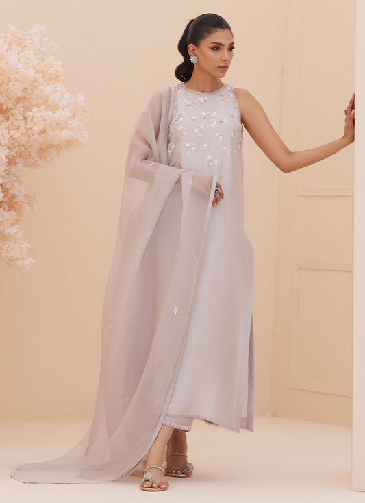 SILVIA SILVER SHIRT AND DUPATTA | PRET | FARAH TALIB AZIZ