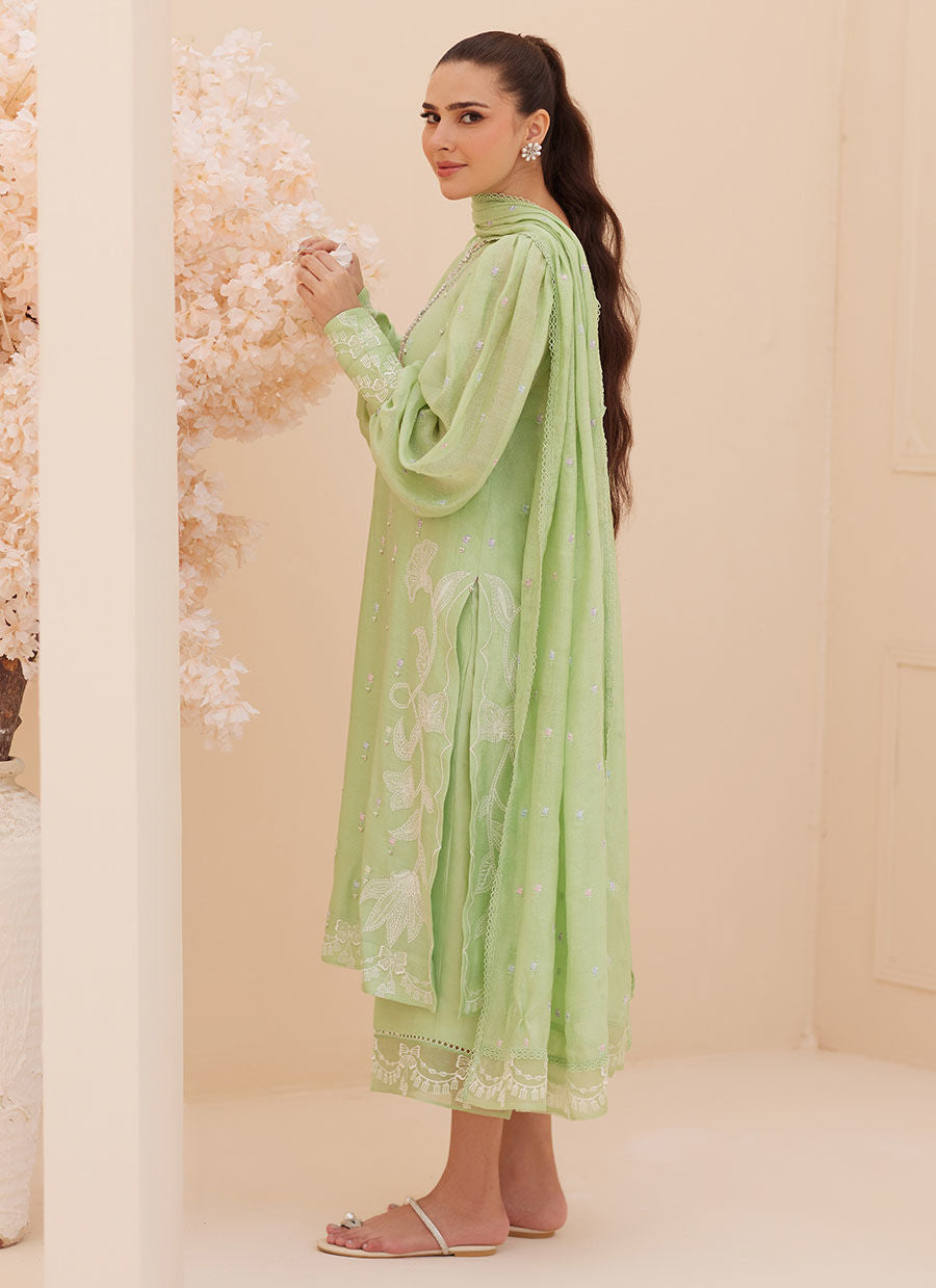 SERENA APPLE GREEN EMBROIDERED SHIRT AND DUPATTA | PRET | FARAH TALIB AZIZ