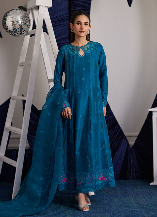 SHIRO TEAL PANELED SHIRT AND DUPATTA | PRET | FARAH TALIB AZIZ