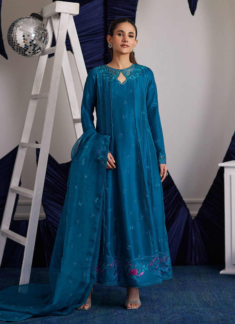 SHIRO TEAL PANELED SHIRT AND DUPATTA | PRET | FARAH TALIB AZIZ